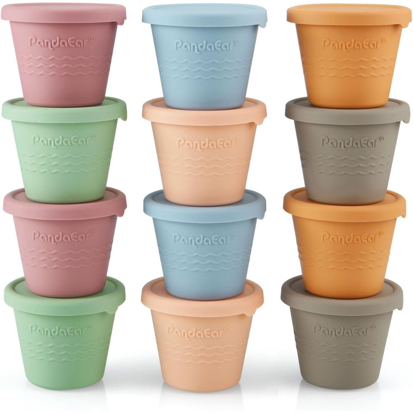 12 Pack Silicone Baby Food Storage Containers - 120ml Reusable Snack Containers with Airtight Leak-Proof Lids | Freezer, Microwave, and Dishwasher Safe