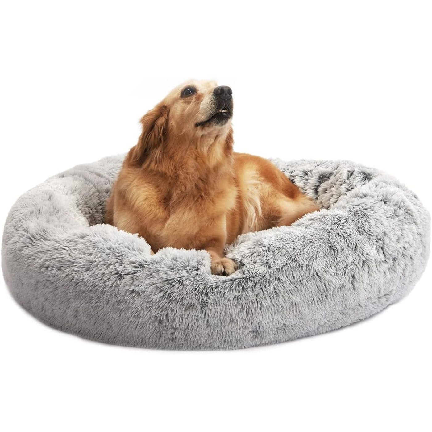 Bedfolks Calming Donut Dog Bed - Cozy 60cm Round Plush Bed for Small Dogs | Anti-Anxiety, Machine Washable (Brown, Small)